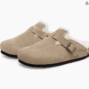 new Women's Boston Suede Cork Clog - Fur Lined, Foam Footbed, Indoor/Outdoor